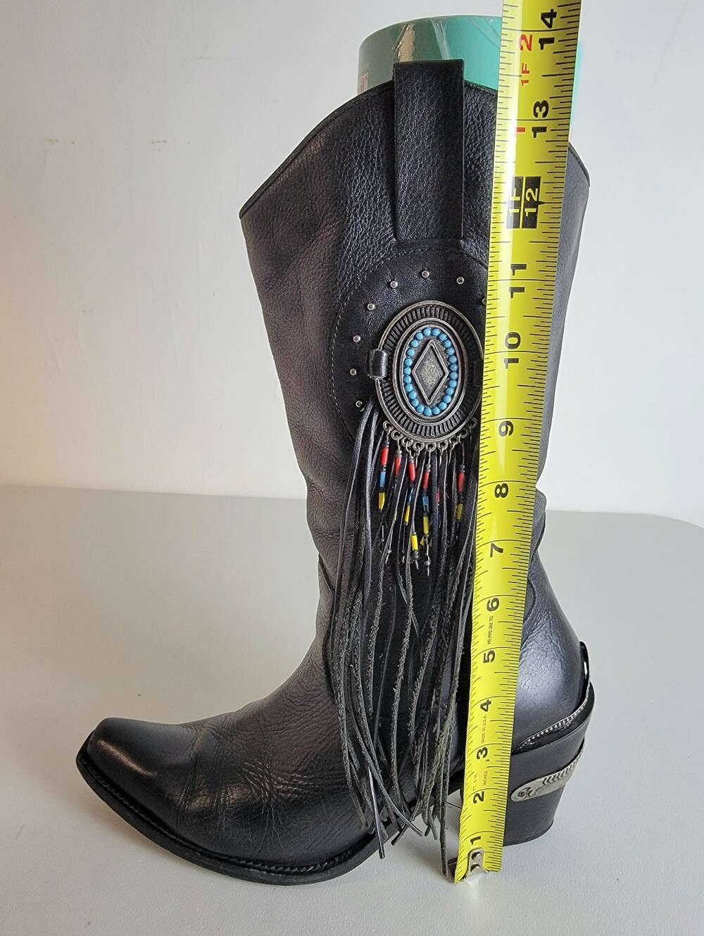 Code West Womens 8M Black Leather Embellished Fringe, Beads, Metal, Brazil -READ - Picture 4 of 15